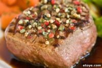 Peppercorn Crusted Filet Mignon with Balsamic Red Wine Reduction