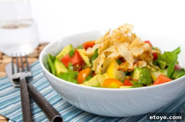 Heirloom Tomato Avocado Salad with Crispy Wontons and Fiery Cilantro Vinaigrette 1 featured 17479