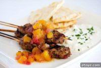 Spicy Sweet Lamb Skewers with Whipped Feta