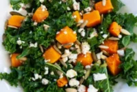Roasted Squash, Kale, and Feta Salad with Walnut Vinaigrette