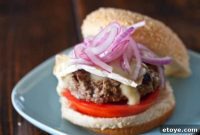 Lamb Burgers with Creamy Brie and Zesty Pickled Onions