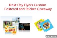 Next Day Flyers Custom Postcards and Stickers Giveaway
