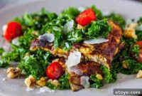 Mushroom Omelet and Kale Salad