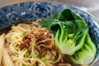 Crispy Shallot Noodle Soup with Baby Bok Choy