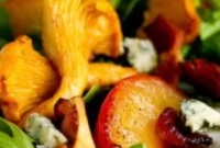 Harvest Chanterelle, Bacon and Plum Salad with Blue Cheese