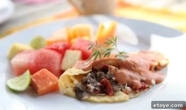 Sundried Tomato Omelet with Creamy Basil Sauce 1 featured 7383