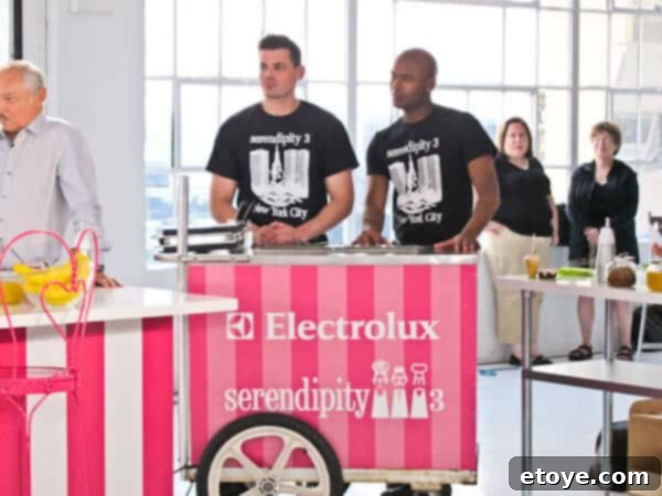 Male ice cream scoopers at an event