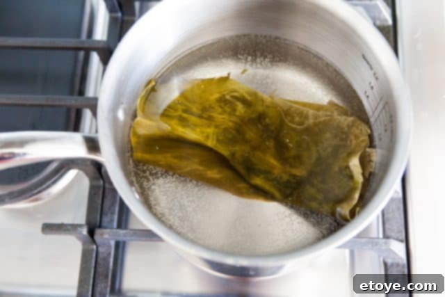 top down shot of kombu in pot