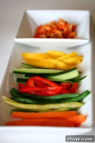 Freshly Cut Veggie Strips for Sushi Handrolls Prepped Veggie Strips for Sushi