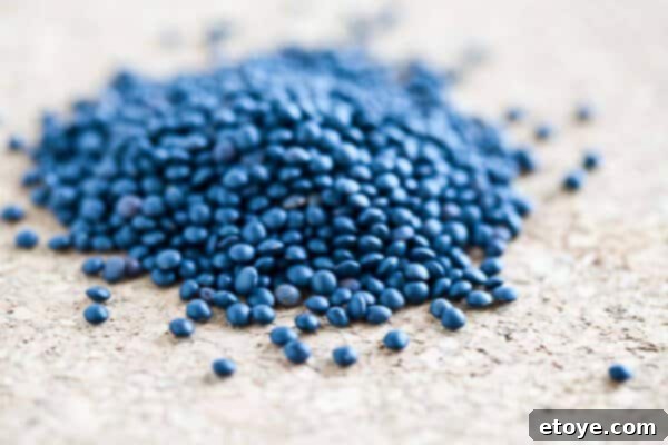 black-caviar-lentils A close-up of black 'caviar' lentils, highlighting their small, shiny, and round form, making them an ideal choice for a refined and visually appealing Dal Nirvana dish.