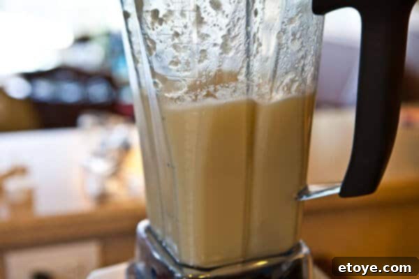 Creamy cauliflower soup after blending, ready for seasoning