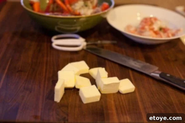 cubed salted butter for sauce