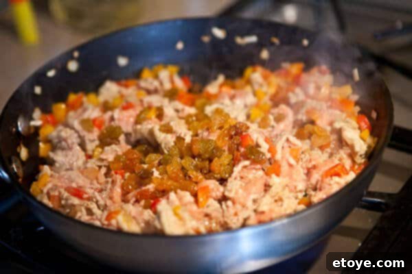 Adding raisins to stuffing