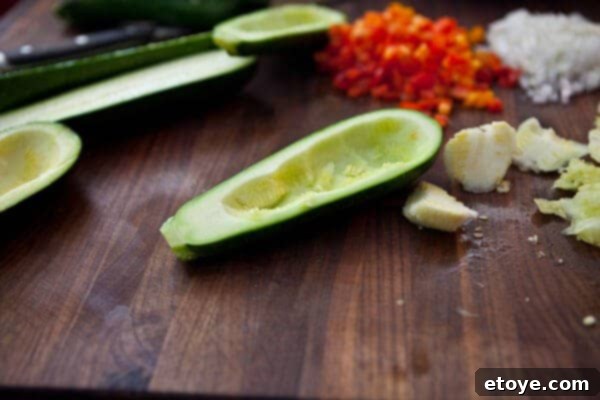 Evening out the zucchini hollow