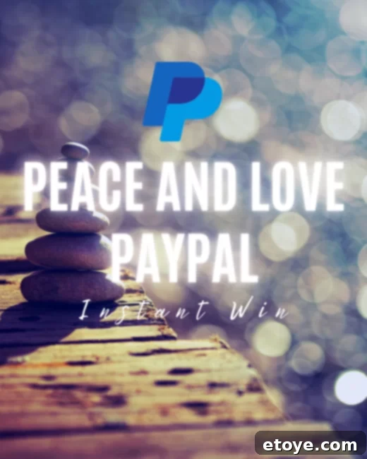 PayPal Instant Wins: Good Vibes Edition 2 Two hands forming a heart shape, symbolizing peace and love, with a PayPal logo integrated, representing a cash prize giveaway.