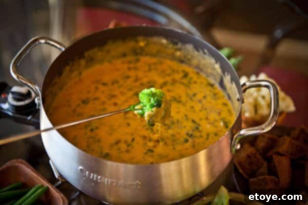 Hearty Spinach Mushroom Bacon Fondue 4 Blanched cauliflower and broccoli florets for dipping