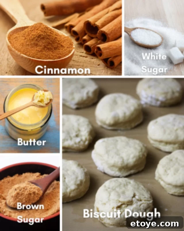 Ingredients for easy microwave monkey bread. 