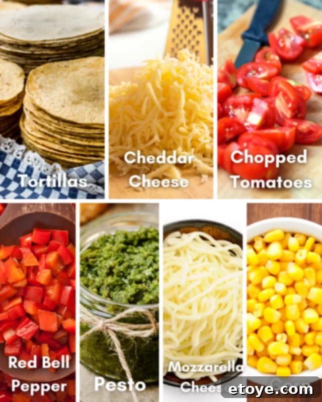 Instant Microwave Quesadillas 3 Ingredients for quesadilla in the microwave.