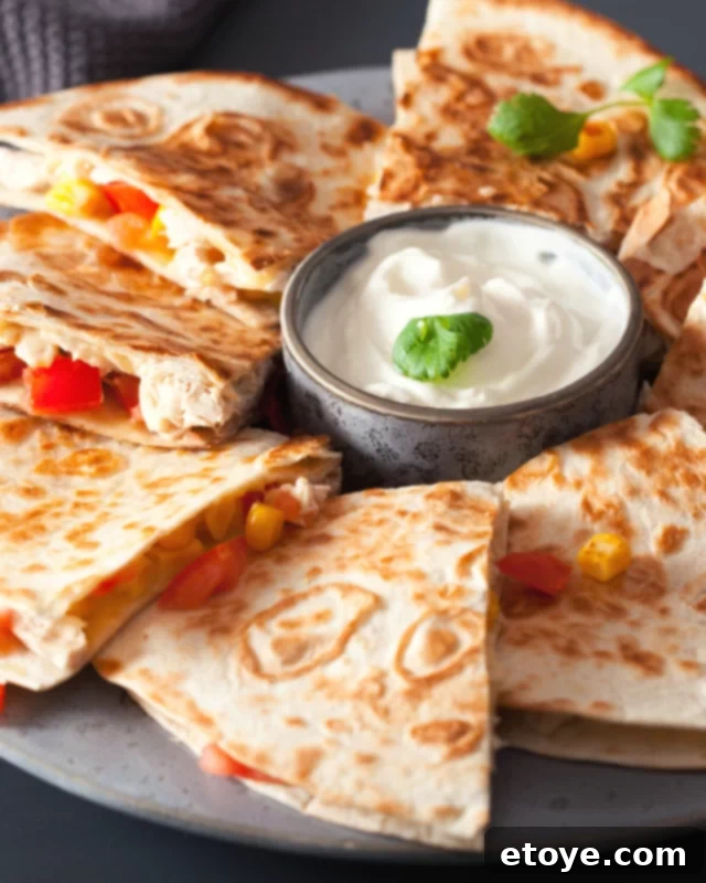 Instant Microwave Quesadillas 5 Quesadillas with sour cream.