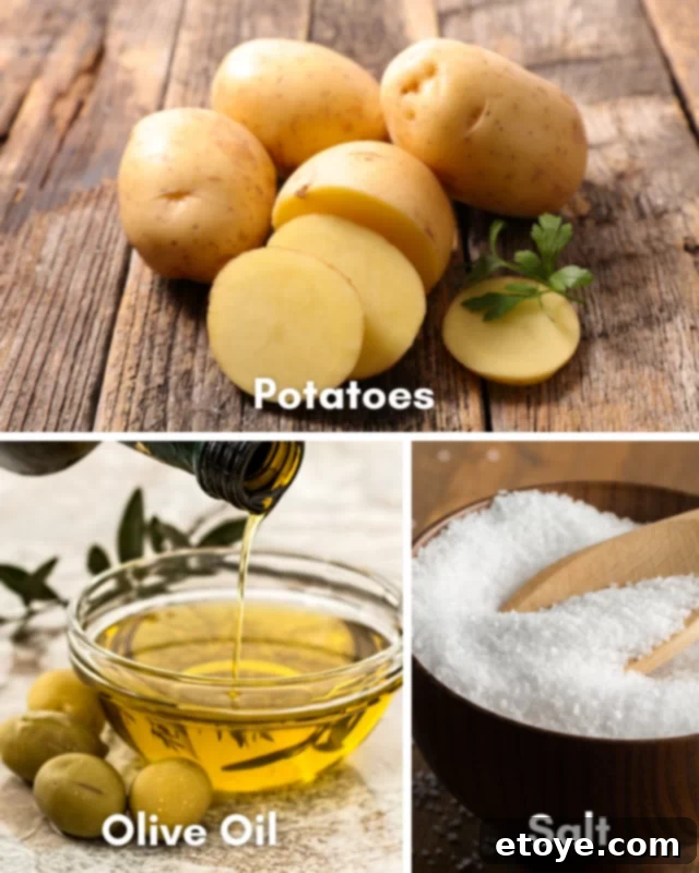 Ingredients for microwaved potato chips.