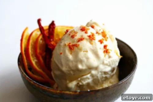 Orange-Chilli-Ricotta Frozen Yogurt: A Sweet & Spicy Treat Delightfully Zesty Orange-Chilli-Ricotta Frozen Yogurt