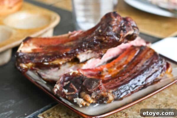 Roasted prime rib bones saved as a treat for a dog.
