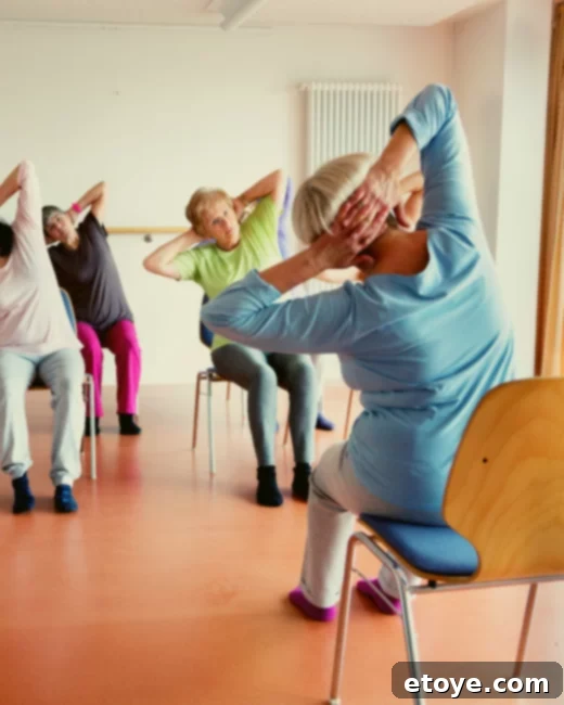 Win a 100 Dollar Good Health Gym or Spa Gift Card 6 People doing yoga outdoors, illustrating healthy and fit lifestyle.