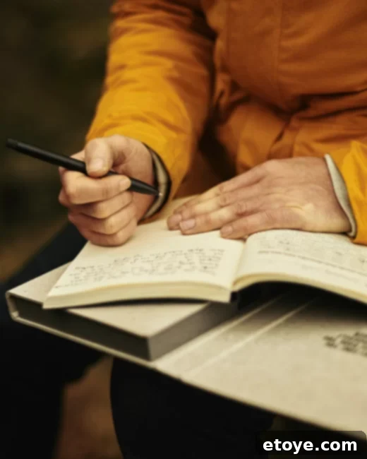 Win a 100 Dollar Good Health Gym or Spa Gift Card 8 Person journaling, highlighting the benefits of self-reflection.