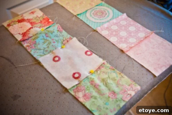Whip Up Your Own Kitchen Hand Towels 16 Two Rows of Fabric Sewn Together