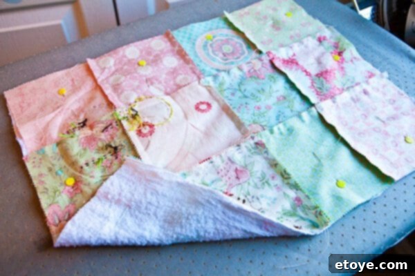 Whip Up Your Own Kitchen Hand Towels 34 Pinning Fabric Top to Terry Cloth