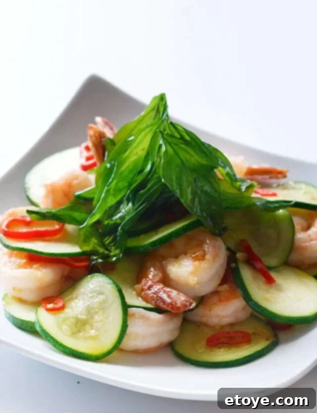 Shrimp and Zucchini Stir Fry with Crispy Basil