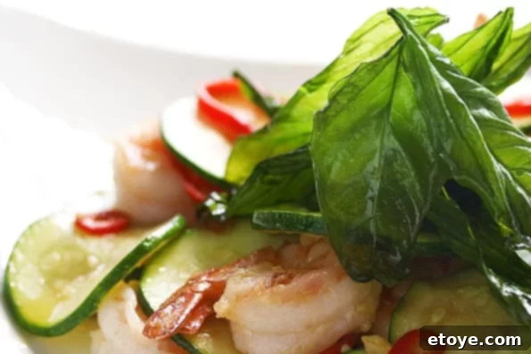 Deep frying basil for Shrimp and Zucchini Stir Fry and Crispy Basil