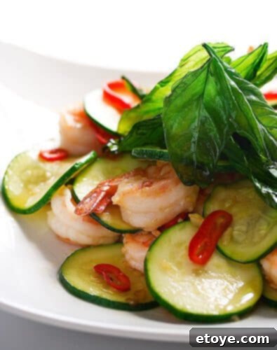 Shrimp and Zucchini Stirfry with Crispy Basil