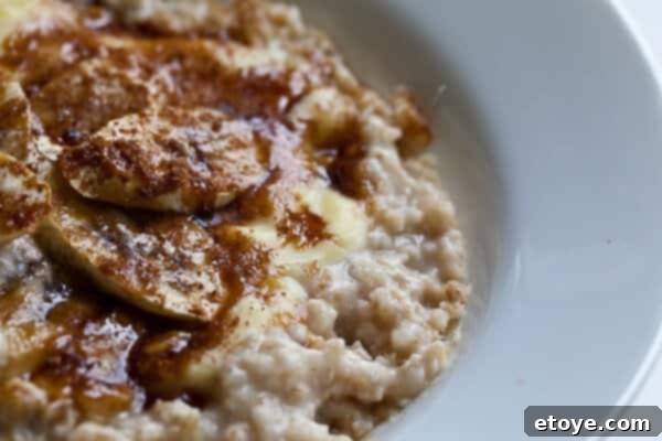 Caramelized Custard Oatmeal 2 Creamy Banana Oatmeal with Toasted Topping