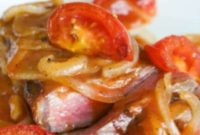 Pan Seared Steak with Tangy Tomato Onion Sauce
