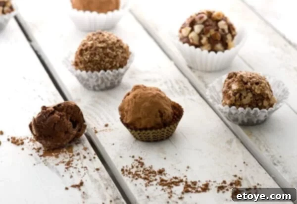 Decadent Nutella Truffles 4 Close-up of frozen Nutella centers before being coated