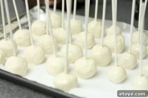 Finished Red Velvet Cheesecake Pops drying