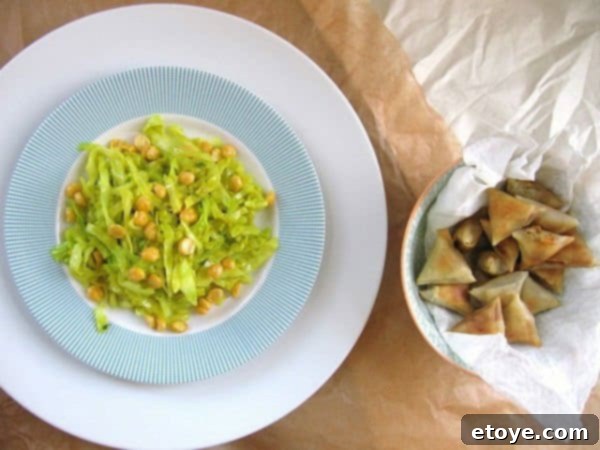 Finished Indian Cabbage with Crispy Chickpeas dish