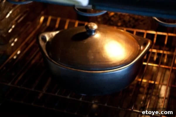 The Ultimate Guinness Corned Beef and Cabbage 11 pot in oven