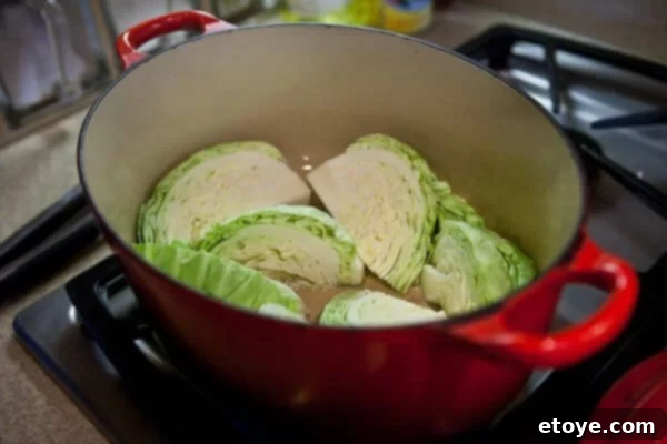 The Ultimate Guinness Corned Beef and Cabbage 15 cabbage in pot