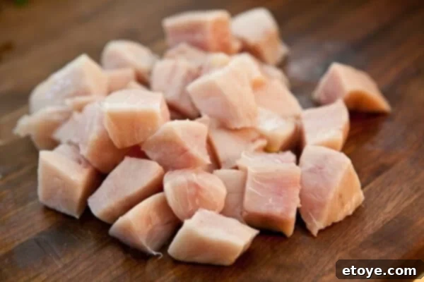 Coastal Indian Fish Curry 6 Cubed fish fillets, ready for the curry