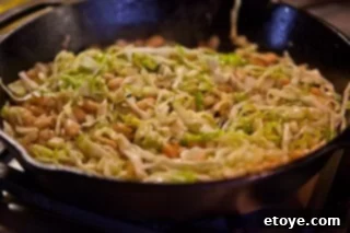 Hearty White Bean and Cabbage Stew 14 The finished white beans and cabbage dish in the skillet, fully cooked and seasoned.