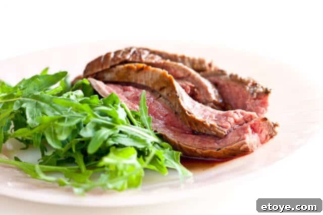 Flank steak marinating in a resealable bag