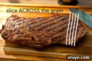 Flank Steak ready for slicing across the grain