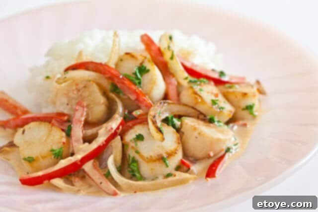 Spicy Creamy Scallops and Peppers Recipe Spicy Creamy Scallops and Peppers Recipe