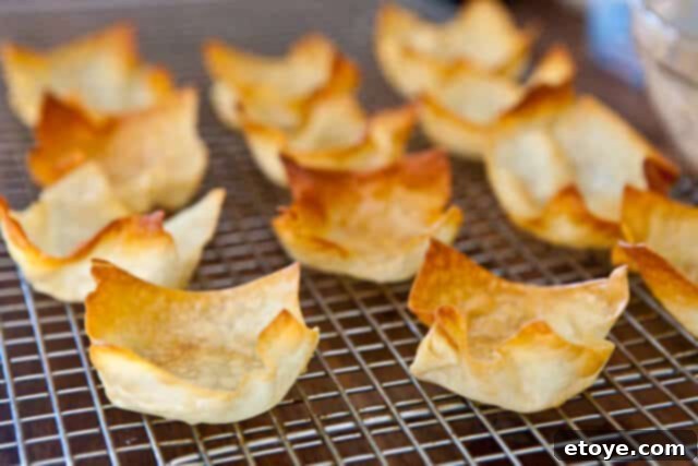 Crispy Baked Crab Rangoon 8 Plated baked crab rangoon with garnish