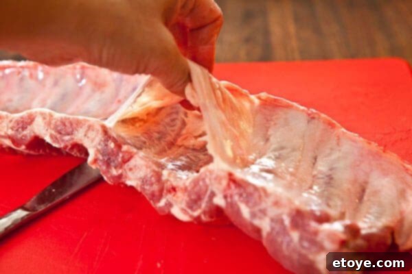membrane-baby-back-ribs-4 Pulling the rib membrane off