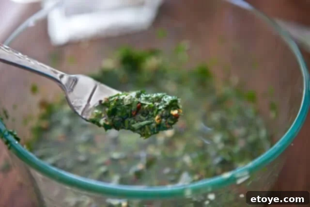 Zesty Chimichurri Skirt Steak 8 Chimichurri sauce ready for serving or storage