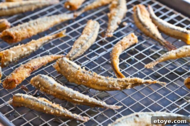 Golden Fried Smelt 6 Close-up of perfectly fried smelt, golden and crisp