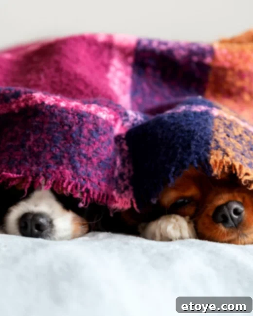 Cute puppies under a blanket - Symbolizing comfort and embracing change